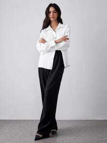 Chiquease White Woven Shirt With Pearl Button Decor - White - View 6