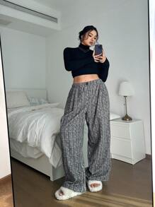 Flirla Plus Size Women's Plaid Loose Casual Pants, Spring/Summer Fall Cloth For Women - Multicolor - View 5