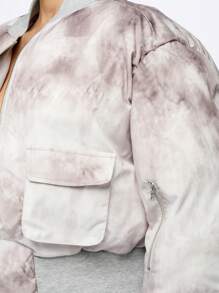 SUMWON WOMEN Designer Tie Dye Bomber Outerwear Zip Up Jacket Fall Winter Casual Style Fashion Windbreaker With Pockets Relaxed Fit Streetwear