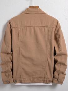 RivetRise Men's Plain Color Denim Jacket, Casual & Fashionable For Everyday Wear