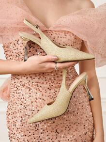 CUCCOO HITCHD Giày cao gót mũi nhọn tối giản cho nữ, trang phục thường ngày cho ngày lễ tình nhân - Vàng - Xem 1