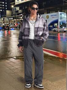 Manfinity VCAY Men's Street Style Loose Woven Straight Leg Casual Pants