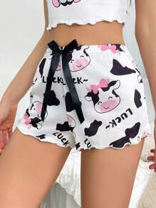 Cute Cow Print Y2K Style Women Pajama Bottom - Multicolor - View 5