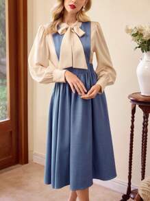 Vintamour Vintage Classic Women's Fitted Sleeveless Flared Dress, Blue Valentine's Day Valentines Birthday Dresses For Women Dresses For Women Elegant Business Casual Woman Church Clothes Women Cruise Attire Sundress Teacher Clothes Modest Dresses For Women Tea Party Outfit Easter Dress Women - Blue - View 7
