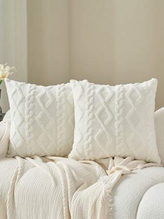 Decorative Faux Wool Pillow Covers, Soft Short Plush Square Pattern Cushion Covers, Modern Decor For Sofa, Home Bedroom, Dorm Use,Fall Decor,Autumn Decor,Room Decor