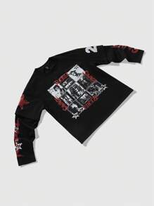 ROMWE MEN Street Life Men's Portrait Print 2 In 1 T-Shirt, Casual Minimalist Fashion For Daily Wear