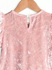 SHEIN Cute Sister Matching Dresses For Girls - Soft, Lovely Ruffled Collar & Hem, Sparkling Decorative Dragonfly Sleeves, Round Neck, Fashion Casual Party Dress For Young Girl In Summer
