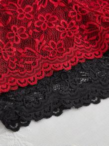 2pcs Set Sheer Lace Sexy Sleepwear Shorts - Multicolor - View 3