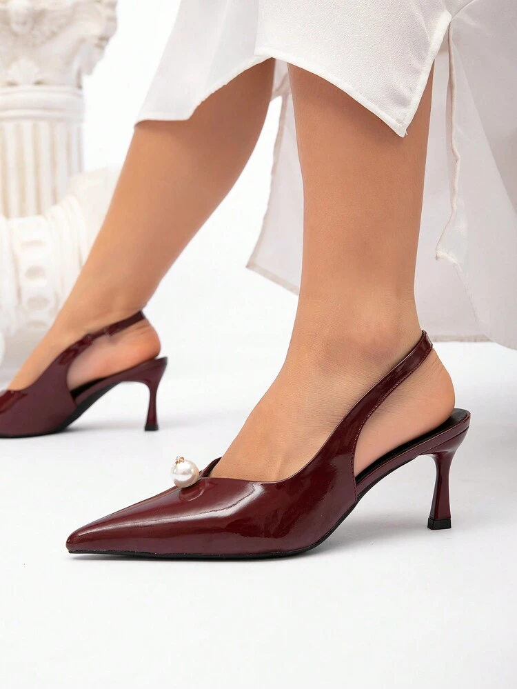 CUCCOO CHICEST Elegante Pantoletten mit spitzer Zehenpartie und hohem Absatz für Damen mit Kunstperlendekor, sexy Slip-On-Pumps für Partykleider für den Arbeitsweg, Weihnachten, Valentinstag