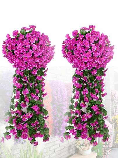 SHEIN 1 束 85 厘米/33.5 英寸人造紫罗兰吊花 - 假丝花瓣皇家紫色仿兰花植物，适用于家庭花园婚礼装饰、室内外吊紫罗兰、波西米亚风美学、派对背景、春夏装饰