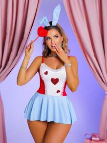 3 件套爱丽丝梦游仙境角色扮演服装，可爱性感卡通女式派对礼服 - 彩色 - 查看 3