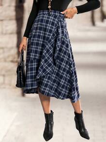 EMERY ROSE Suede Ruffle Hem Large Swing Fall Winter Skirt - Multicolor - View 4