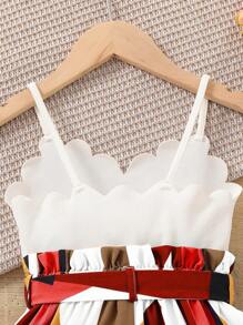 SHEIN Young Girl Fashionable Elegant Casual Strap Jumpsuit, Spring/Summer - Red - View 4