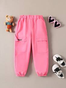 1pc Girls Pink Fashion Casual Pants - Pink - View 1