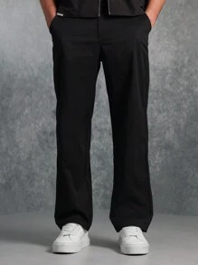 SUMWON Pantalones chinos de ajuste para patinadores profesionales, pantalones casuales clásicos de negocios para viajes, pantalones cómodos con estiramiento para todas las estaciones, ropa de oficina - Negro - Ver 4