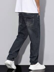 Manfinity Homme Men's Casual Minimalist Multi-Pocket Denim Jeans - Blue - View 5