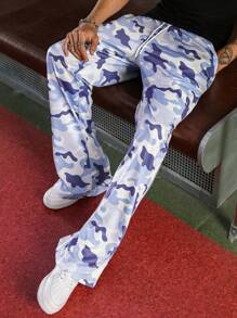 PAVTROS Manfinity Streetrush Isn Street Style Fashion Camouflage Elastic Waist Drawstring Ultra Loose Wide Leg Flared Sweatpants, Fashionable And Versatile. Suitable For Daily Wear, As A Gift To Boyfriend, As A Couple Match. - Multicolor - View 4