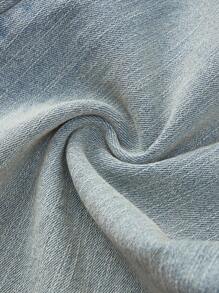 SHEIN 2 piezas Conjunto informal para adolescentes de camiseta de manga larga de cuello redondo + pantalones vaqueros con pierna acampanada - Azul - Ver 8