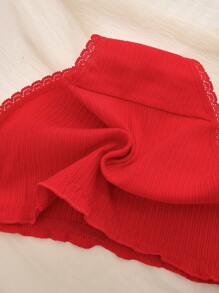 SHEIN Tween Girls 4pcs/Pack Cute Cartoon Red Pattern Comfortable Breathable Underwear - Red - View 3