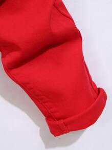 Manfinity LEGND Men's Casual Plain Ripped Jeans, Simple & Fashionable For Everyday Wear - Red - View 6