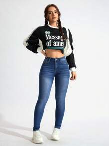 EMERY ROSE Women's Pocket Jeggings, Casual Versatile Skinny Jeans - Medium Wash - View 2