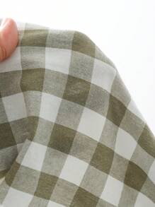 DAZY Conjunto de pijama holgado de manga corta y pantalones cortos con estampado de cuadros sencillo