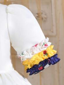 SHEIN Baby Girl White Dress With Ruffle Trim, Eid Mubarak Collection - White - View 4