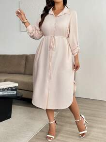 SHEIN Unity Große Größen Hemdkleid mit Kragen und Knopfleiste