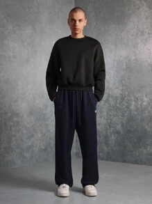 SUMWON Premium Drop Crotch Jogger Sweatpants Relaxed Fit Athletic Pants Limited Edition Streetwear Comfortable Winter Leisure Sports Bottoms - Blue - View 3