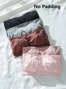 5pcs Seamless Wireless Bras For Women, Cupless - Multicolor - View 1