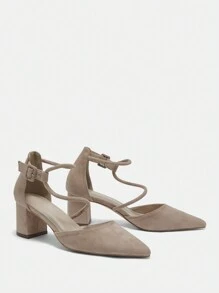 CUCCOO BIZCHIC Zapatos de tacón alto de punta afilada con diseño simple, para uso casual diario