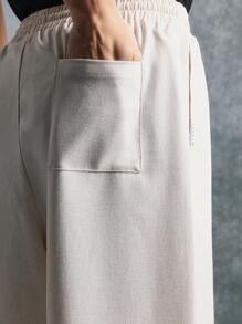 SUMWON Luxury Resort Wear Boxy Fit Revere Collar Short Sleeve Button Down Shirt Set With Matching Shorts Summer Beach Vacation Lounge Wear Casual Two-Piece Coordinated Outfit - Apricot - View 8