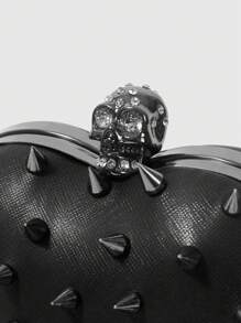 ROMWE Goth 女士纯色简约休闲斜挎包，适合聚会和日常使用 - 黑色 - 查看 5