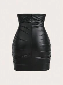 Zolique Women's Solid Color Simplistic Fashionable Casual Everyday Skirt - Black - View 2