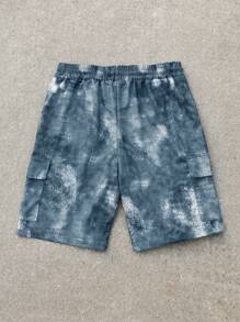 Manfinity EMRG Men's Batik Pattern Cargo Pocket Loose Casual Shorts - Light Grey - View 2