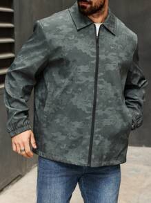 Manfinity Homme Plus Size Men Casual Camouflage Print Jacket For Autumn