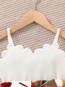 SHEIN Young Girl Fashionable Elegant Casual Strap Jumpsuit, Spring/Summer - Red - View 6