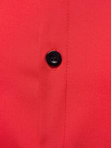 Manfinity Mode Men's Casual Solid Color Stand Collar Shirt, Autumn