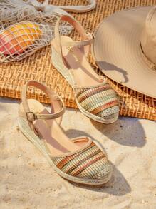 Styleloop Sandalias de cuña de plataforma de cuerda tejida para mujer, estilo bohemio, atuendo retro de festival de música country estadounidense