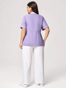 TaskEZ 大码女式撞色口袋手术服上衣和裤子制服套装手术服套装护士手术服上衣手术服下装实验室外套