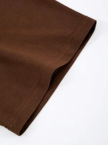 Manfinity Homme Lös passform mäns björntryck rundhalsad kortärmad T-shirt - Kaffebrun - Visa 5