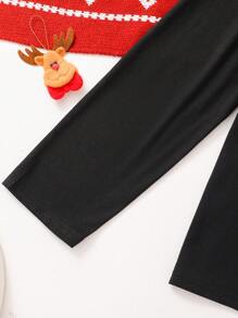 SHEIN Men's Long Sleeve Crew Neck Printed Theme Letter Sweatshirt, New Year Top, For Autumn/Winter, Family Matching Outfits (4 Pieces Sold Separately) - Black - View 3