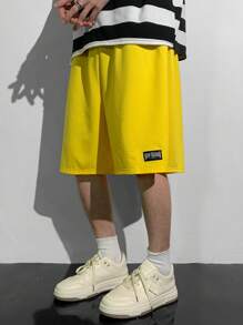 SHEIN 2 Pieces Set Teen Boys Casual Short Sleeve T-Shirt And Shorts Suit, Streetwear Punk Rock School Uniform Style Outfit Suitable For Spring/Summer Occasions, Party, Music Festival Wear, Black/White Striped Top And Yellow Shorts With Fun Fries Graphic - Multicolor - View 6