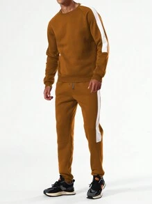 Manfinity Running Men's Color Block Patchwork Sweatshirt & Sweatpants Sports Suit