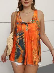 INAWLY Plus Size All Over Printed Tank Top, Suitable For Summer Vacation Graphic Tees Women Tops - Red - View 4