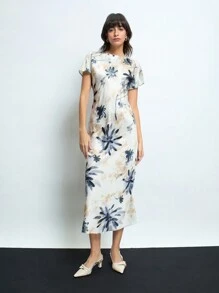 Maija Váy ôm cổ tròn tay ngắn in họa tiết hoa kỹ thuật số dành cho nữ, thanh lịch cho tiệc tùng & tụ họp Trang phục thập niên 90 - Nhiều màu - Xem 6