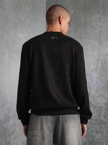 SUMWON Cozy Sweatshirt Slim Fit Casual Long Sleeve Sportswear Fleece Workout Active Athletic Classic Fall Winter Fashion Sweat Top - Black - View 3