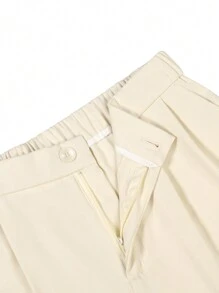 Calvornis Manfinity Bizformal 男士直筒休闲裤，复古英伦风百搭裤，男友礼物，情人节男士，白色男士裤子 - 米色 - 查看 7