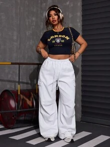 SHEIN ICON Multi-Pocket White Cargo Jeans - White - View 5