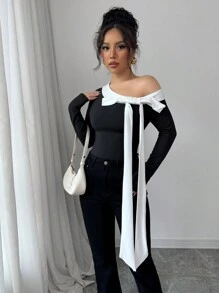 Elenzga Women's Casual, Intellectual Red Designed T-Shirt, Spring/Autumn New Arrival - Black - View 4